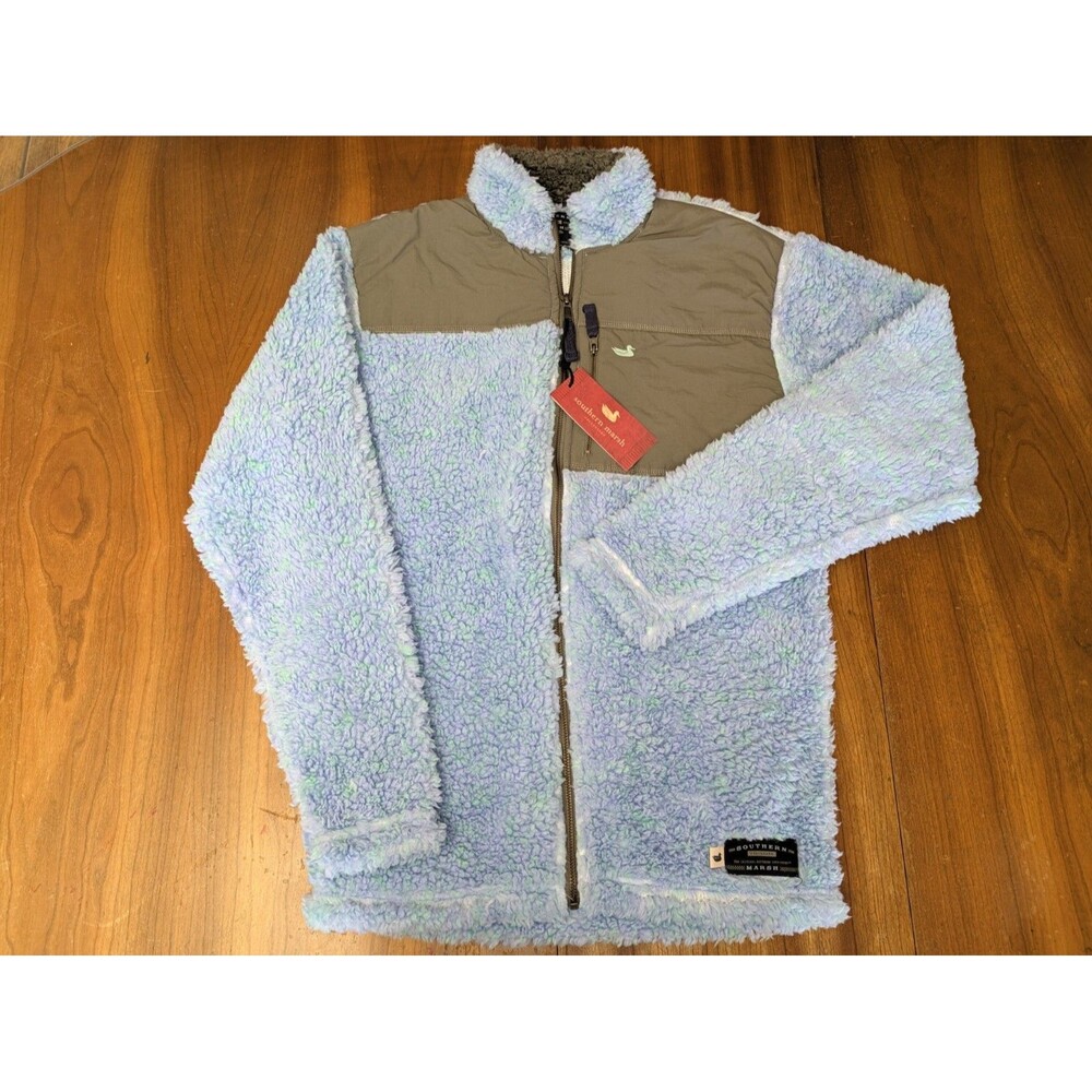 Southern Marsh Blue Ridge Sherpa Fleece Deep Pile Jacket Full Zip Lilac/Mint S
